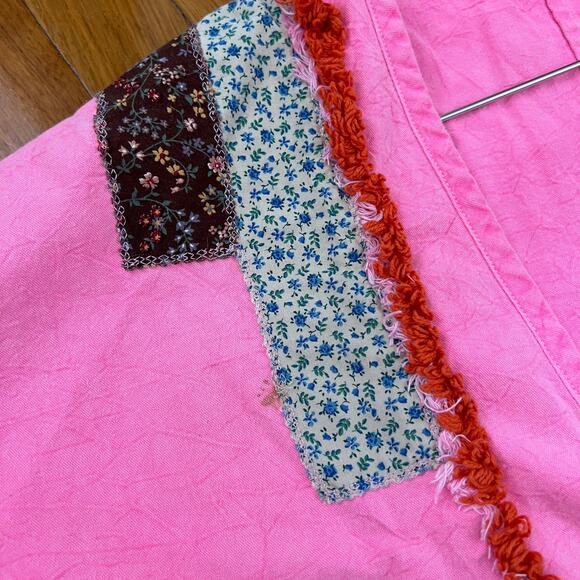 APIECE APART Hot Pink Patchwork Cotton Canvas Open Cardigan Jacket Size M / L - Picture 6 of 15